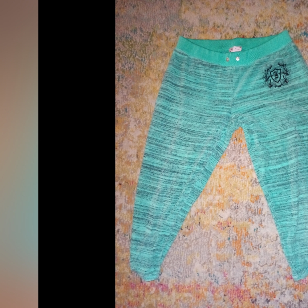 Juicy Couture Adult Small Aqua Blue Striped Pants Pockets